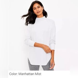 LOFT Mock Neck Shirttail Tunic Top Light Grey
